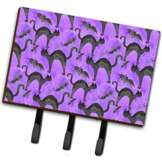 """" Caroline's Treasures Watercolor Halloween Black Cats på Purple Wall Hook Triple Multicolor """"