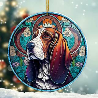 Basset Hound Gifts - Basset Hound Dog Christmas Ornament Gifts til Basset Hound Lover Basset Hound Ornament til Christmas Tree Basset Hound Chris
