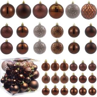Langxun 36pcs brun juletræ dekorationer kugler bolas de navidad 2024 juledekor indendørs udendørs knustproof jul ornamenter xmars fest bryllup su