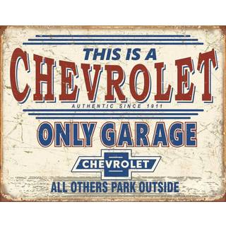 Desperate Enterprises Chevrolet Only Garage Tin Sign - Nostalgic Vintage Metal Wall Decor - Made in USA