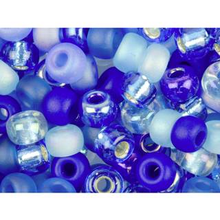 Miyuki runde fr?perler st?rrelse 6/0 20g bl? toner blanding