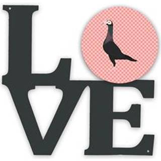 """" Caroline's Treasures English Carrier Digeon Pink Check Metal Artwork Love Wall-Decor Multicolor """"