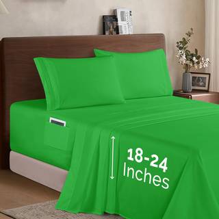 Elegant komfort Luksus 1500 Premium Hotel Quality Microfiber 4 -Piece Sheet Set - Blød rundt omkring Elastic 18-24 inches dyb monteret ark - Ekst