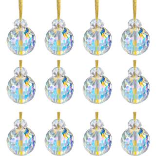 12 pcs krystalglas julekugler ornamenter 0,87 """" mini ab farveprisme kugle juletræ dekorationer hængende krystal ornament clearance til jul bryll