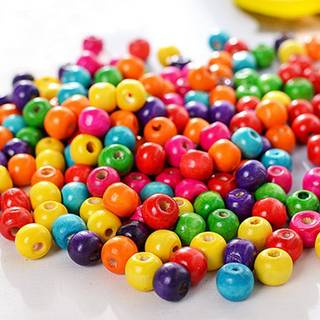 Tobeit 1000pcs Farverige tr?perler Runde maling Tr?perler 8mm Stort hul Assorteret farve Runde tr?perler Spacer H?ndv?rksperler til DIY -smykker,