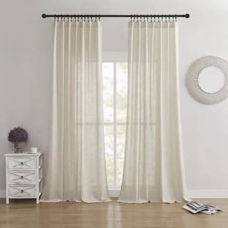 Joydeco Linnedgardiner til stue semi-sheer gardiner 72 tommer lange stue gardiner 2 panel sætter lysfiltrering gardiner privatlivets gardiner og