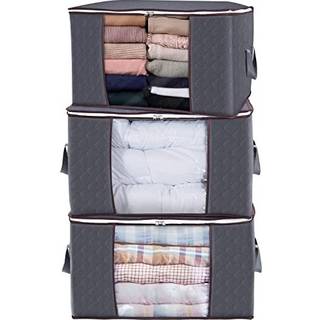 Lifewit Opbevaringspose til tøj med stor kapacitet, forstærket håndtag og tykt stof til dyner, tæpper og sengetøj, foldbar med St