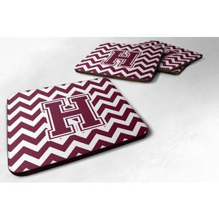 """" Caroline's Treasures CJ1051-HFC-brev H Chevron Maroon og White Foam Coaster (Sæt på 4) 3.5 """" ""Multicolor"" ""