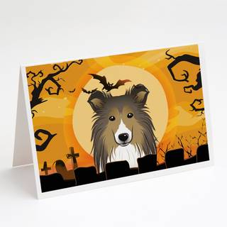 Halloween Sheltie lykønskningskort og konvolutter pakning af 8