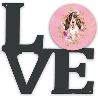 """" Caroline's Treasures Brown Parti Cocker Spaniel Pink Flowers Metal Artwork Love Wall-Decor multicolor """"
