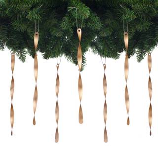 AMS juletræ ornamenter 24stk aluminium snoede istapper ornament sæt til juletræ nytårsfestdekorationer forsyninger (mat 9,8 """" champagne)