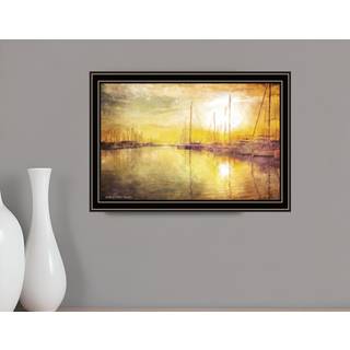 Gule solnedgangsb?de i Marina Black Framed Print Wall Art