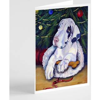 Juletræ med Harlequin Great Dane lykønskningskort og konvolutter pakning af 8