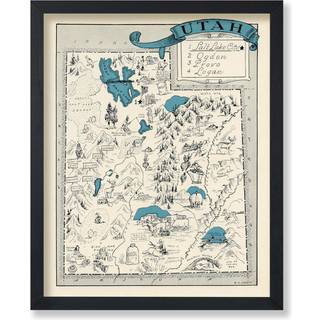 Plakat Master Vintage Map Poster - Retro Utah Map Print - Utah State Map Art - Gave til l?rerstuderende rejseelsker - V?gdekoration til klassev?r