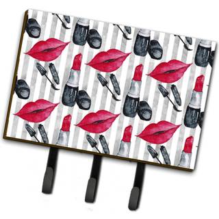 """" Caroline's Treasures Watercolor Lipstick og Gray Stripes Wall Hook Triple Multicolor """"