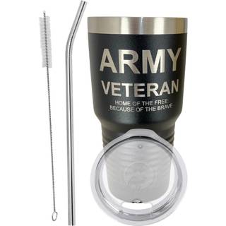 De Forenede Staters h?rveteran Travel Cup-Mug for Men & Women Polar Camel Black 30 Oz. Vakuumisoleret rustfrit st?l tumbler med klart l?g rustfri