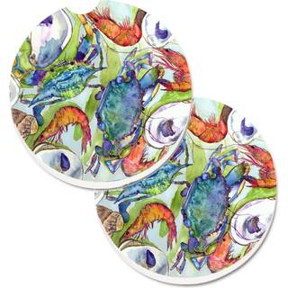 """" Caroline's Treasures Crab Set med 2 Cup Holder Car Coasters 8547Carc 2.56 Multicolor """"