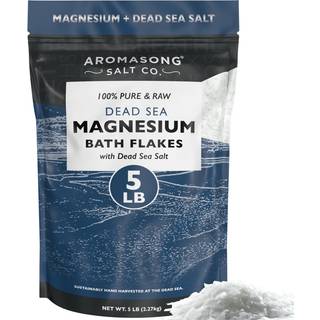 Aromasong Rå magnesiumflager Dødehavssalte til blødgøring af 5 lb Forsømbar pakke - Muskelafslappende organisk badesalte Magnesiumchlorid flager