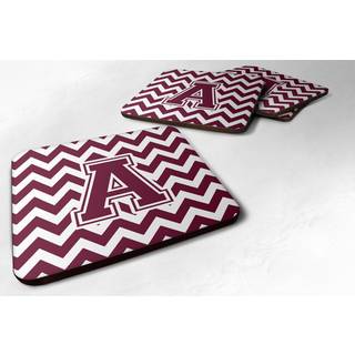 """" Caroline's Treasures CJ1051-AFC-brev en Chevron Maroon og White Foam Coaster (Sæt på 4) 3.5 """" ""Multicolor"" ""