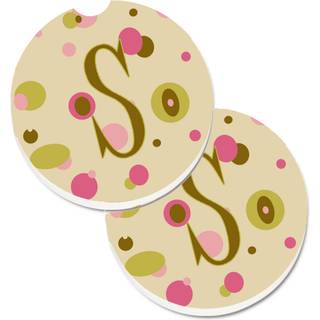 """" Caroline's Treasures Letter s oprindelige monogram - solbrune prikker sæt med 2 kop indehaver Car Coasters CJ1004 -SCARC 2.56 multicolor """"
