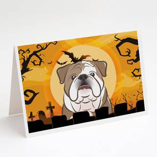Halloween English Bulldog lykønskningskort og konvolutter pakning af 8