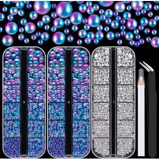 4000pcs fladback rhinestones og halv runde perler s?t #22 multi st?rrelse glasklare krystaller plast flad bager