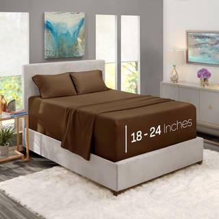 NESTL Ekstra dybe lommeplader - Passer til madras 18-24 tommer Deep Extra Deep Pocket Queen Sheets Sæt 4 stykker Queen Size Sheets Queen Sheets D