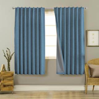 JoyDeco 100% sort ud gardiner 72 tommer lange 2 paneler burg naturlige blackout linned gardiner til soveværelse stue mørkningsgardin termisk isol