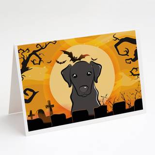 Halloween Black Labrador lykønskningskort og konvolutter pakning af 8