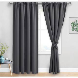 Jiuzhen Blackout -gardiner til soveværelse - Termisk isoleret værelse mørkere støj Reducerende 52 x 84 tommer længde gardiner til stue sæt med 2