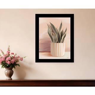 Stribet Bohemian Plant Black Framed Print Wall Art