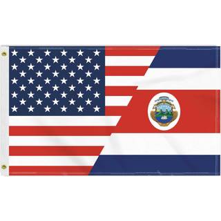 3? 5 ft USA Costa Rica Flag Stor 150D America Costa Rica Outdoor Banner Double Side Printing American Decor til Patio Garden med messinggromme