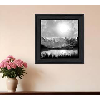 Big Moon Lake Black Framed Print Wall Art