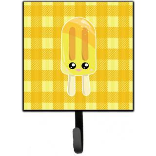 """" Caroline's Treasures Ice Pop Popcicle Face Gingham Yellow Wall Hook Small Multicolor """"
