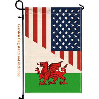 Welsh USA Friendship Garden Flag 12x18 i Heavy Duty Welsh America Us Outdoor Banner til gårdhave med dobbelt side