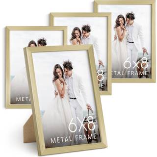 Haus og nuancer 6x8 Gold Metal Picture Frames - Guldrammer 6x8 - indeholder premium aluminiums lodret hængende staffel tilbage til bordpladen hje