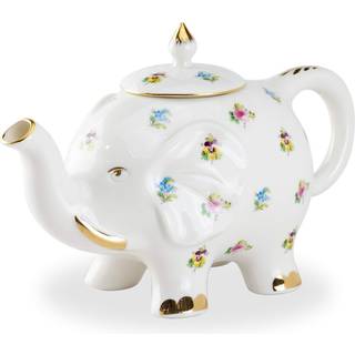 Grace Teawewe Fine Porcelain Happy Elephant 28-ounce Teapot (blomsterpansy) med guldbekl?dning