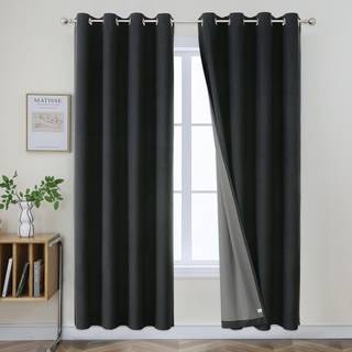 Joydeco 90 tommer gardiner sort ud gardiner til soveværelse windows sorte gardiner 90 tommer lange 2 paneler indstillet til stue sort linned blac