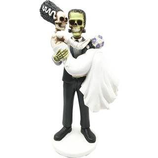 Dag af det d?de bryllupskelet Frankenstein Skull Bride and Groom Par Figuri Dia de Muertos skulptur gave