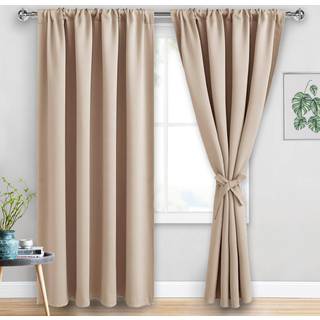 Jiuzhen Blackout -gardiner til soveværelse - Termisk isoleret værelse mørkere støj Reducerende 60 x 84 tommer længde gardiner til stue sæt med 2