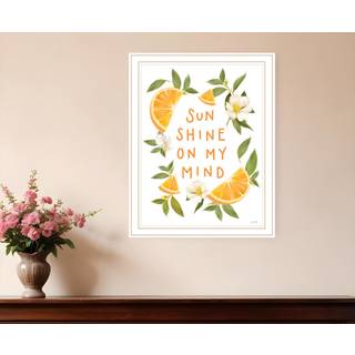 Sol skinner p? mit sind hvid indrammet print v?gkunst