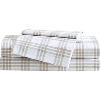 Eddie Bauer - Queen Sheet Set Cotton Percale Bedding Set Super Soft and Cosy Home Decor Oeko -Tex Certified (Basic Plaid Beige Queen)