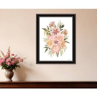 Peachy Petals Black Framed Print Wall Art