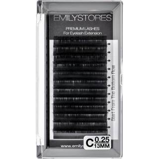 Emilystores øjenvippeforlængelser 0,25 mm tykkelse C krøllængde 13 mm silke mink falske øjenvipper i en bakke