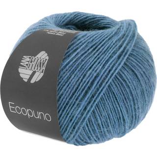 Lana Grossa Ecopuno 76 Mørkeblå Indhold: 72% bomuld, 17% ren ny merinould, 11% baby alpaca Vægt/Længde: 50 g = ca. 215 meter Anbefalede pinde: 4.00-4.50 mm Strikkefasthed: 10 x 10 cm = 24 m x 30 p Vask:Håndvask / Tørres fladt.