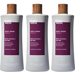 Rå sukker 3 -pakke kropsvask mænd - sort kokosnød havsalt eksfoliering og fugtgivende kropsvask formuleret uden parabens grusomhedsfri og vegans