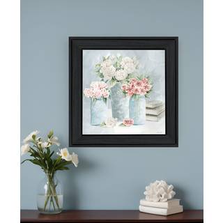 Pastel Peonies smitter sort indrammet printv?gskunst