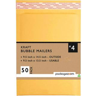 PackageZoom 9,5 x 14,5 Kraft Bubble Mailers 4 polstrede konvolutter 50 Pack