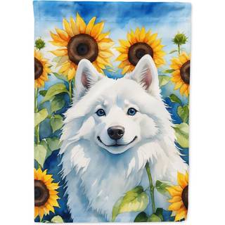 Caroline's Treasures DAC6008CHF American Eskimo i Sunflowers House Flag Large Porch Sleeve Pole dekorativ uden