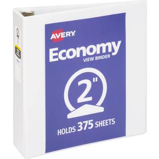 Avery Economy View 3 Ring Binder 2 """" Round Rings 1 White Binder (05731)